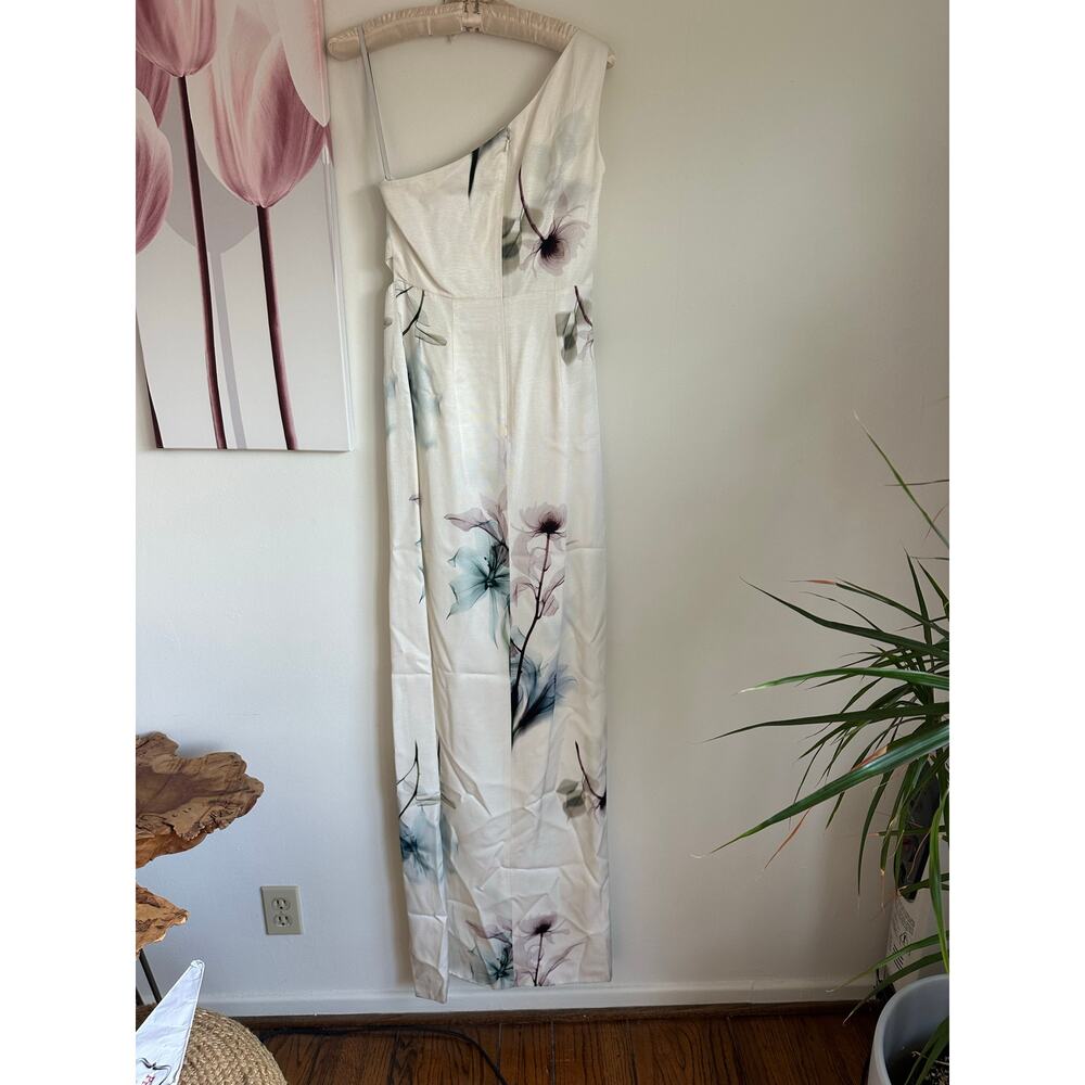 Monique Lhuillier One Shoulder Floral Gown Size 4 NWT - Picture 3 of 5